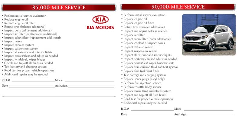 KIA Service amp; Parts Menu  KIA Preferred Maintenance Guide 